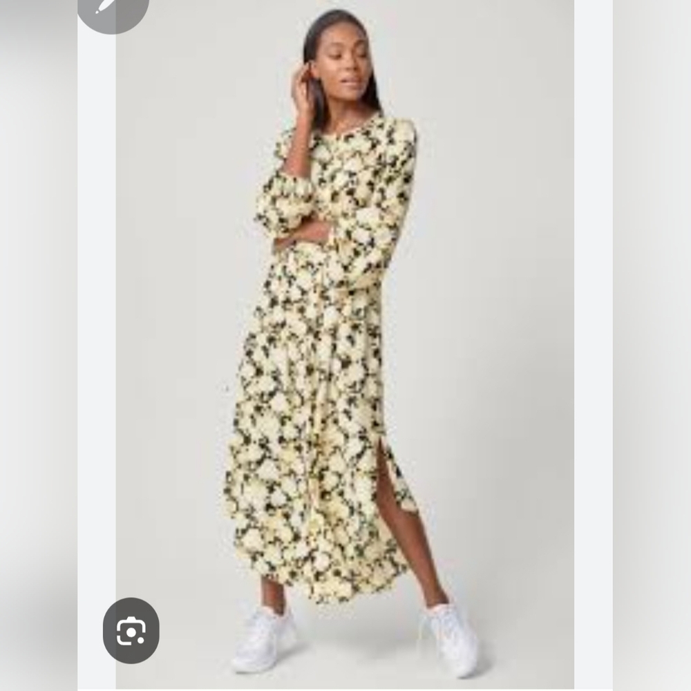 Ellos Floral Yellow Maxi Dress Sz 22